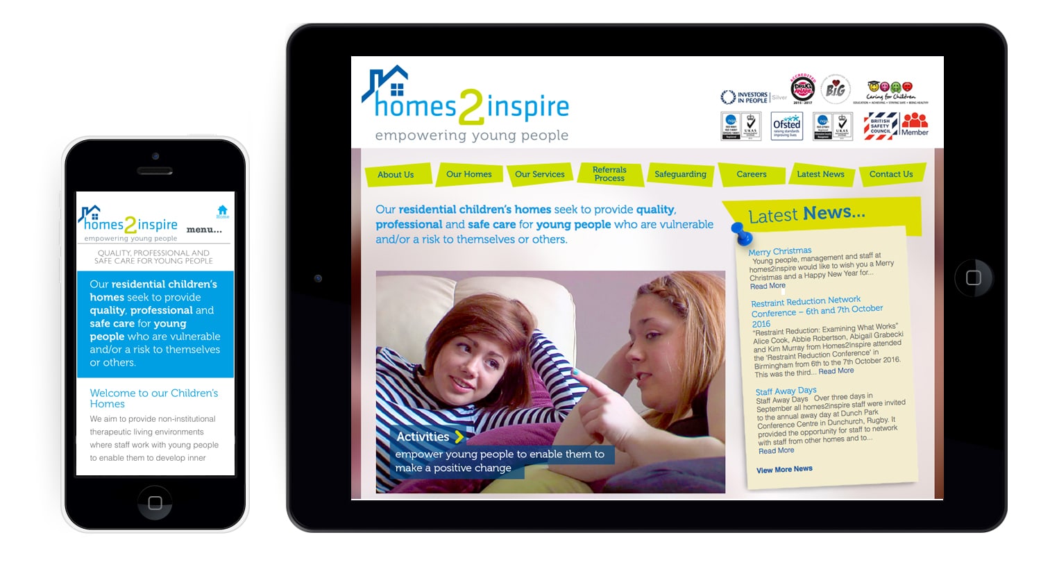 Homes 2 inspire website tablet and phone layout